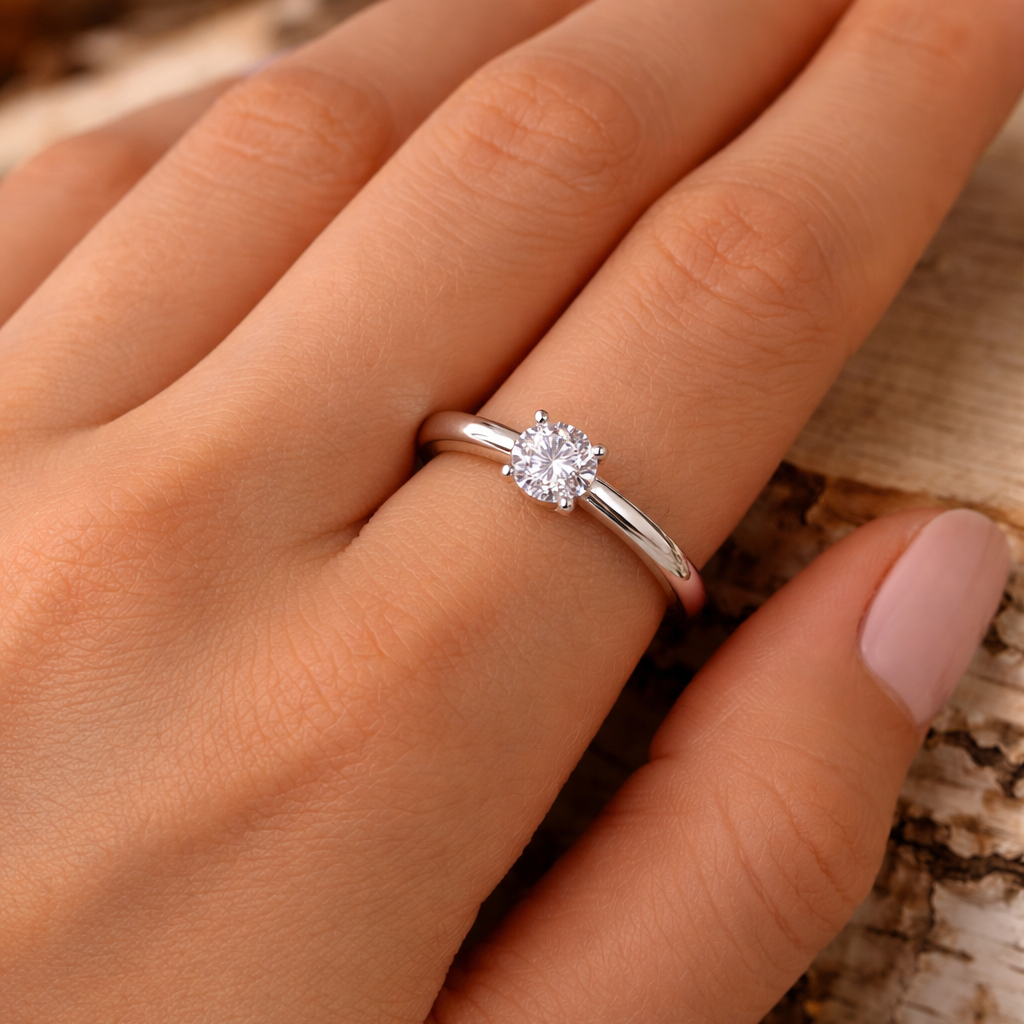 Förlovningsring i 14 karat vitt guld med labbodlad diamant 0,50 ct – Elegant utseende SJR57602