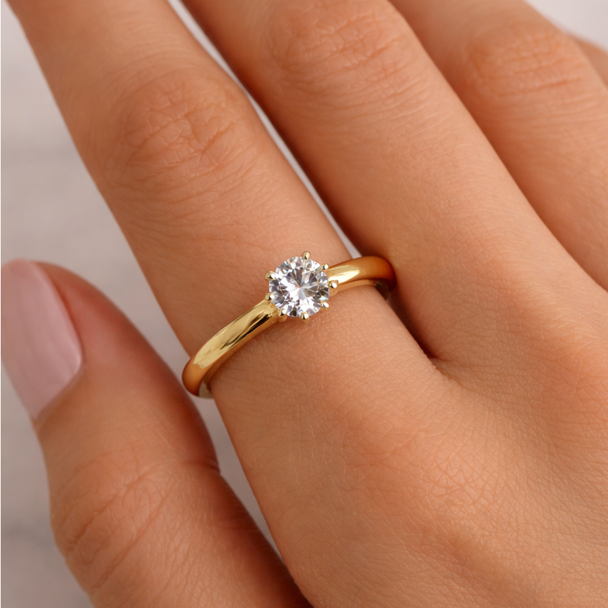 Förlovningsring i 14 karat vitt guld med 1,00 ct labgrown diamant – Snygg perfektion SJR55443RD
