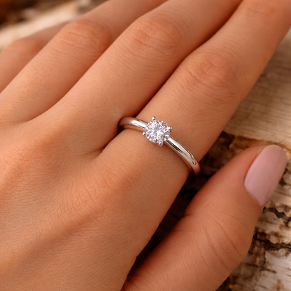 Förlovningsring i 14 karat vitt guld med labbodlad diamant 0,50 ct – Elegant utseende SJR57602