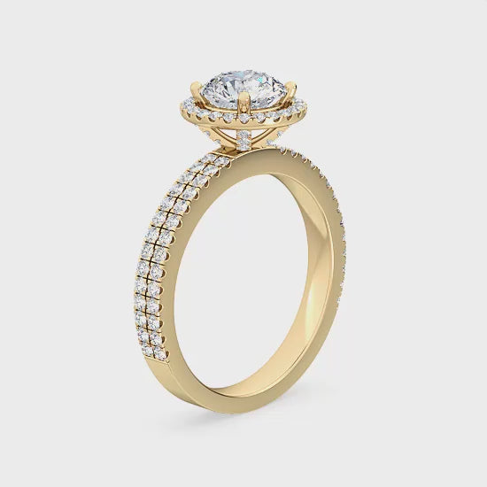 Förlovningsring i 14 karat guld med Halo och 1,57 ct labbodlade diamanter – Lyx och hållbarhet i ett SJR55544RD