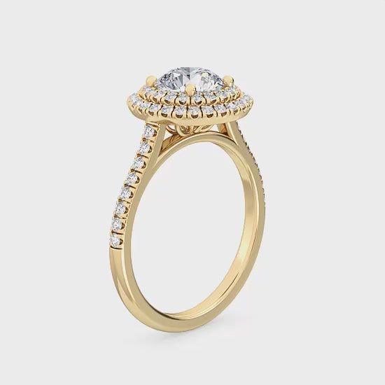 Förlovningsring i 14 karat guld med Halo och 1,54 ct labbodlade diamanter – Elegans och hållbarhet SJR55541RD