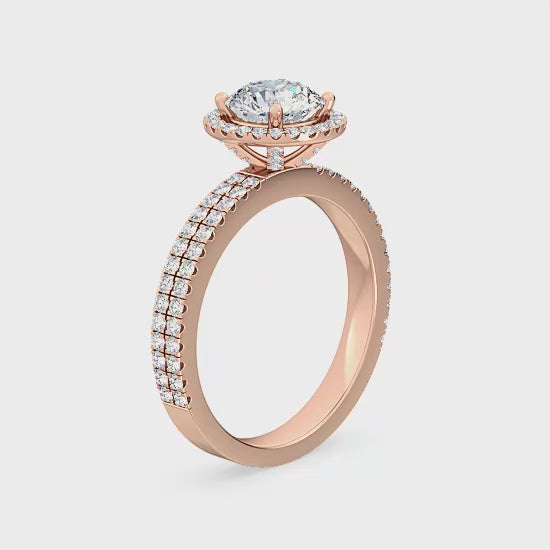 Förlovningsring i 14 karat guld med Halo och 1,57 ct labbodlade diamanter – Lyx och hållbarhet i ett SJR55544RD