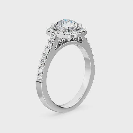 Halo Engagement Ring with 1.43 ct. Lab Grown Diamonds – Timeless Halo Design SJR55505RD