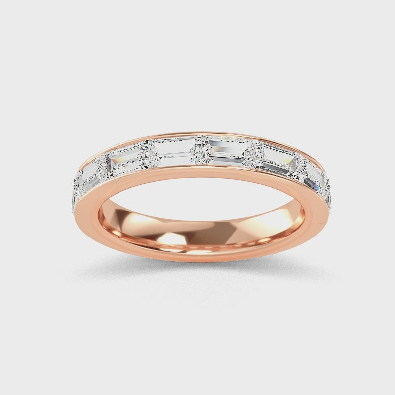 Alliancering med 0.86 ct. Labgrown Baguette Diamanter – Moderne Bæredygtighed SJR56883