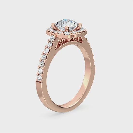 Halo Engagement Ring with 1.43 ct. Lab Grown Diamonds – Timeless Halo Design SJR55505RD