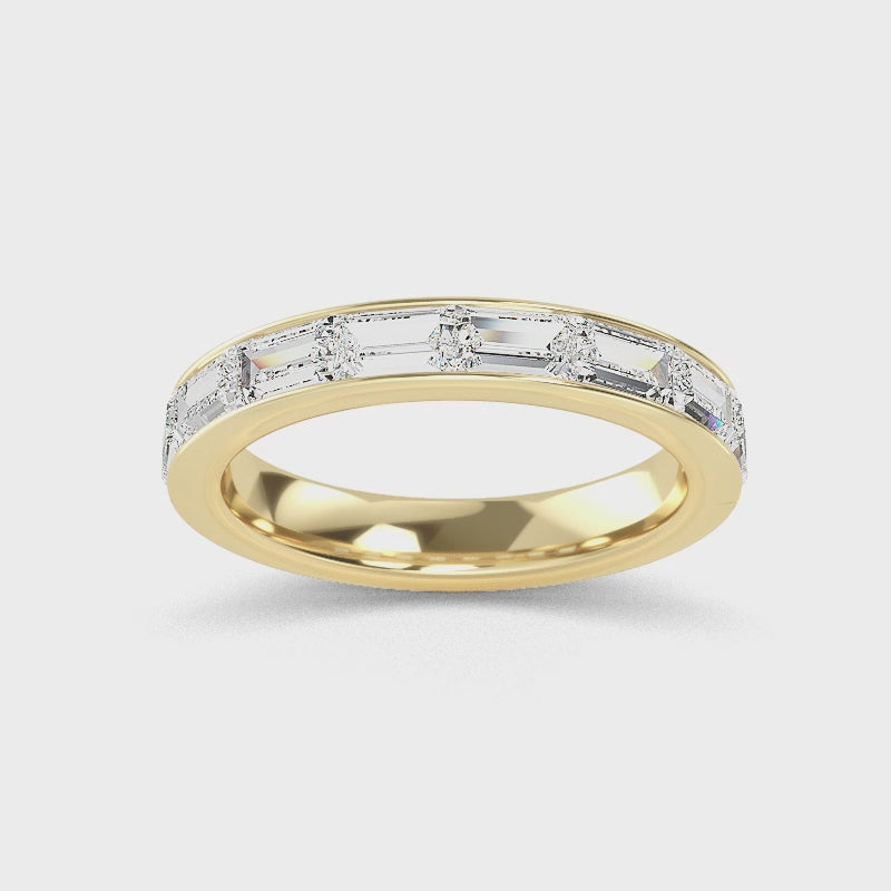 Alliancering med 0.86 ct. Labgrown Baguette Diamanter – Moderne Bæredygtighed SJR56883