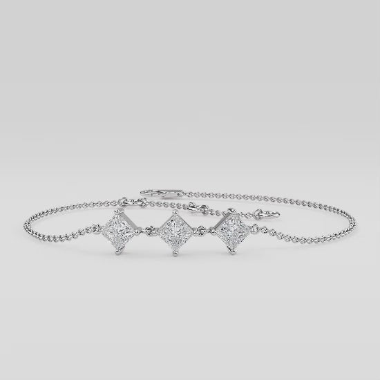 Armband i 14 karat guld med prinsesslipade labgrown-diamanter (1,05 ct) SJBR20032A