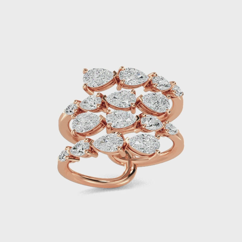 14 karat guldring med 2,07 ct labbodlade diamanter – En förtrollande elegans SJR57234