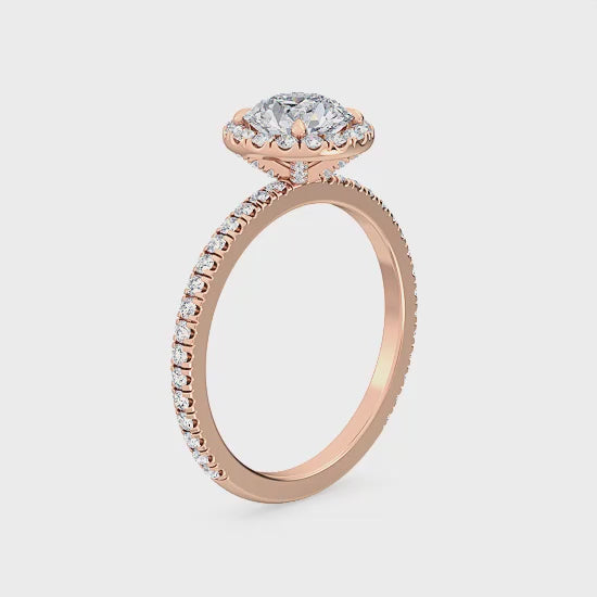 14 karat vitgulds Halo-förlovningsring med 1,54 ct labbodlade diamanter – Lyx och ansvar SJR55536RD