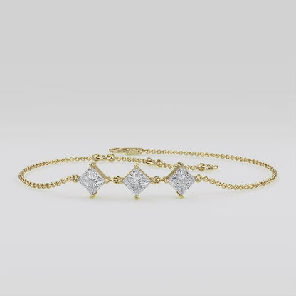 Armband i 14 karat guld med prinsesslipade labgrown-diamanter (1,05 ct) SJBR20032A