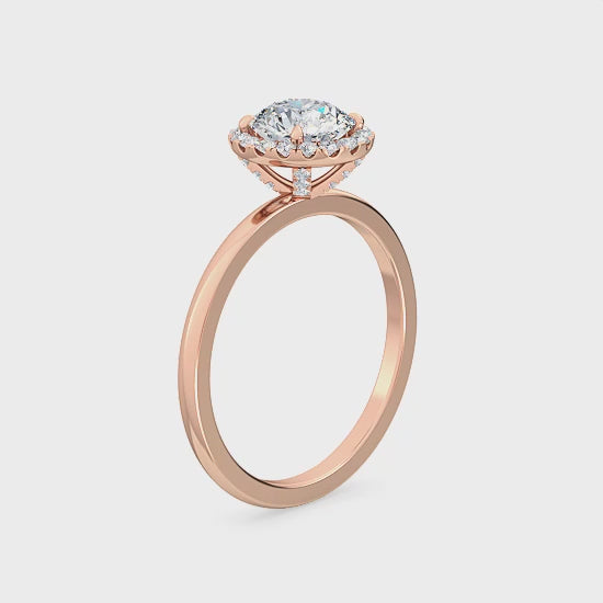 Förlovningsring i 14 karat guld med Halo och 1,16 ct labbodlade diamanter – Tidlös elegans SJR55537RD