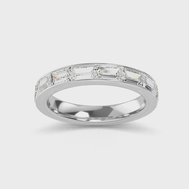 Alliancering med 0.86 ct. Labgrown Baguette Diamanter – Moderne Bæredygtighed SJR56883