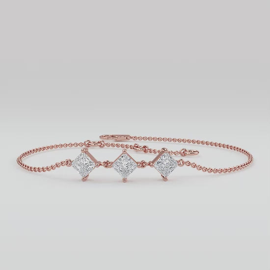 Armband i 14 karat guld med prinsesslipade labgrown-diamanter (1,05 ct) SJBR20032A