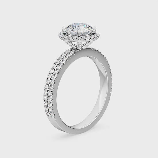 Förlovningsring i 14 karat guld med Halo och 1,57 ct labbodlade diamanter – Lyx och hållbarhet i ett SJR55544RD